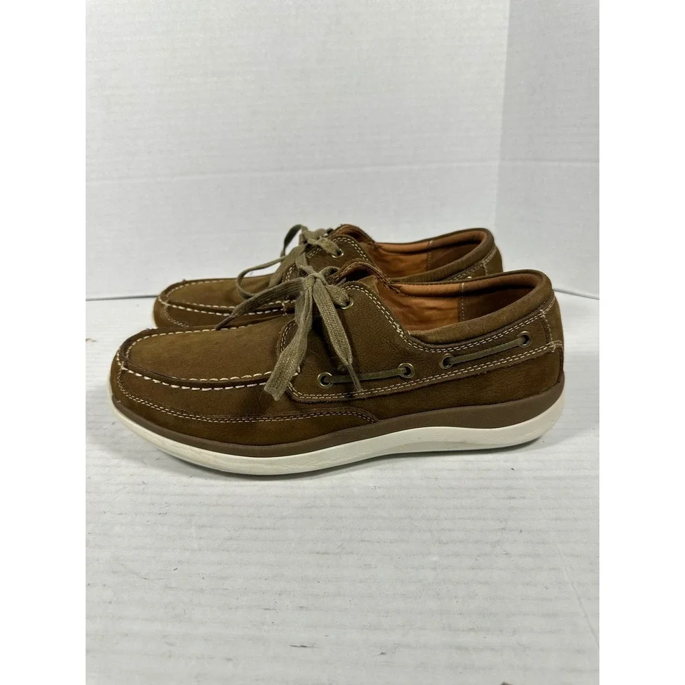 Propet Pomeroy Mens Brown Leather Boat Shoes MCA082S Size 11.5 M